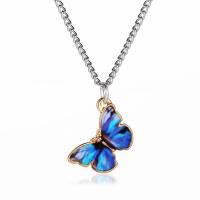 Zinc Alloy Jewelry Necklace Butterfly platinum color plated & for woman nickel lead & cadmium free 20mm Sold By PC