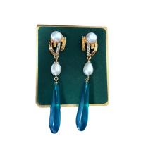 Tibetan Style Drop Earring, with Freshwater Pearl, gold color plated, different styles for choice & for woman & with rhinestone, nickel, lead & cadmium free, Sold By Pair