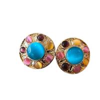 Zinc Alloy Drop Earrings with Shell Pearl & Cats Eye gold color plated & for woman Sold By Pair