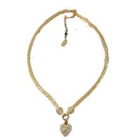 Messing Halskæde, med Glass Pearl, med 3.15inch extender kæde, guldfarve belagt, forskellige stilarter for valg & for kvinde & med rhinestone, nikkel, bly & cadmium fri, Længde Ca. 16.5 inch, Solgt af PC