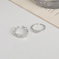 Tibetan Style Ring Set, Heart, platinum color plated, 2 pieces & for woman & hollow, nickel, lead & cadmium free, US Ring Size:6-8, Sold By Set
