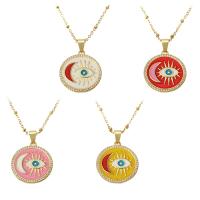Brass Necklace, gold color plated, for woman & enamel, more colors for choice, 22x25x2mm, Length:Approx 18 Inch, Sold By PC