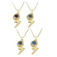 Cubic Zircon Micro Pave Brass Necklace, with Plastic, Eye, gold color plated, micro pave cubic zirconia & for woman, more colors for choice, 19x38x7mm, Length:Approx 17.5 Inch, Sold By PC