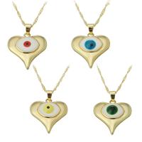 Brass Necklace Heart gold color plated for woman & enamel Length Approx 18.3 Inch Sold By PC