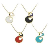 Messing Halskette, goldfarben plattiert, für Frau & Emaille, keine, 17x20.50x2mm, Länge ca. 17.7 ZollInch, verkauft von PC