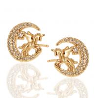 Cubic Zirconia Micro Pave Brass Earring, gold color plated, micro pave cubic zirconia & for woman, 14x13mm, Sold By Pair