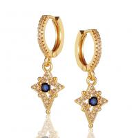 Cubic Zirconia Micro Pave Brass Earring, gold color plated, micro pave cubic zirconia & for woman, 10x30mm, Sold By Pair