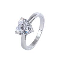 Cubic Zircon Brass Finger Ring Heart & micro pave cubic zirconia & for woman nickel lead & cadmium free Sold By PC