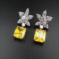Cubic Zirconia Micro Pave Brass Earring micro pave cubic zirconia & for woman nickel lead & cadmium free Sold By Pair