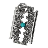 Stainless Steel Pendants, 316 Stainless Steel, with turquoise, Razor Blade, fashion jewelry & DIY & Unisex & blacken, black, 31x48x4mm, Hole:Approx 10mm, Sold By PC