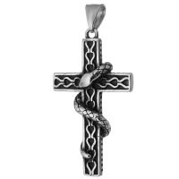 Stainless Steel Cross Pendants, 316 Stainless Steel, fashion jewelry & DIY & Unisex & blacken, black, 28x49x10mm, Hole:Approx 5mm, Sold By PC