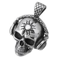 Stainless Steel Skull Pendants, 316 Stainless Steel, fashion jewelry & DIY & Unisex & blacken, black, 28x40x19mm, Hole:Approx 4mm, Sold By PC
