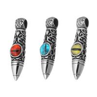 Stainless Steel Pendants, 316 Stainless Steel, fashion jewelry & DIY & Unisex & enamel & blacken, more colors for choice, 10x45x12mm, Hole:Approx 5mm, Sold By PC