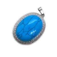 Gemstone Pendants Jewelry Natural Stone with Zinc Alloy Oval platinum color plated & Unisex Sold By PC