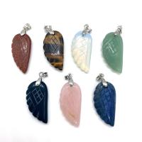 Gemstone Přívěsky Šperky, Přírodní kámen, Wing Shape, různé materiály pro výběr & unisex, více barev na výběr, 14x30mm, Prodáno By PC