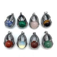 Gemstone Pendants Jewelry, Natural Stone, with Tibetan Style, platinum color plated, different materials for choice & Unisex, more colors for choice, 25x36mm, Sold By PC
