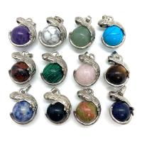 Gemstone Pendants Jewelry, Natural Stone, with Tibetan Style, platinum color plated, different materials for choice & Unisex, more colors for choice, 22x28mm, Sold By PC