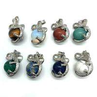 Gemstone Pendants Jewelry, Natural Stone, with Tibetan Style, platinum color plated, different materials for choice & Unisex, more colors for choice, 21x32mm, Sold By PC