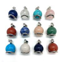 Gemstone Pendants Jewelry Natural Stone with Zinc Alloy Round platinum color plated & Unisex Sold By PC