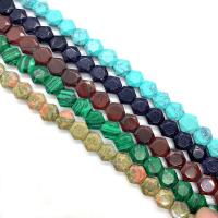 Perles bijoux en pierres gemmes, Pierre naturelle, hexagone, DIY & différents matériaux pour le choix & facettes, plus de couleurs à choisir, 8x8x5mm, Environ 26PC/brin, Vendu par brin