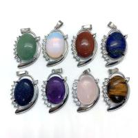 Gemstone Pendants Jewelry, Natural Stone, with Tibetan Style, platinum color plated, different materials for choice & Unisex & with rhinestone, more colors for choice, 26x41mm, Sold By PC