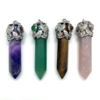 Gemstone Pendants Jewelry Natural Stone with Zinc Alloy Conical platinum color plated & Unisex Sold By PC
