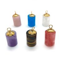Gemstone Pendants Jewelry Natural Stone with Brass Column gold color plated & Unisex nickel lead & cadmium free Sold By PC