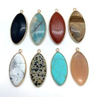 Gemstone Pendants Jewelry Natural Stone with Brass gold color plated & Unisex nickel lead & cadmium free Sold By PC