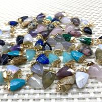 Gemstone Pendants Jewelry, Natural Stone, with Brass, Triangle, gold color plated, different materials for choice & Unisex & faceted, more colors for choice, nickel, lead & cadmium free, 10x20mm, Sold By PC