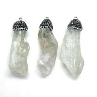 Clear Quartz Pendant with Rhinestone Clay Pave irregular Unisex white 14x48- Sold By PC