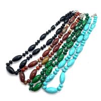 Natural Gemstone Necklace, Natural Stone, different materials for choice & Unisex, more colors for choice, 10x20mm, Length:Approx 14.96 Inch, Sold By PC