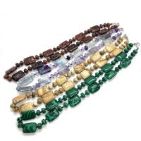 Natural Gemstone Necklace Natural Stone Rectangle & Unisex Length Approx 14.96 Inch Sold By PC
