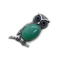 Gemstone Pendants Jewelry Natural Stone with Zinc Alloy Owl platinum color plated & Unisex Sold By PC