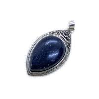 Gemstone Pendants Jewelry, Natural Stone, with Tibetan Style, Teardrop, platinum color plated, different materials for choice & Unisex, more colors for choice, 28x49mm, Sold By PC
