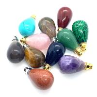 Natural Stone Perfume Bottle Pendant, with Brass, Teardrop, plated, different materials for choice & Unisex, more colors for choice, 19x37mm, Sold By PC