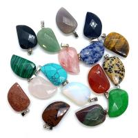 Gemstone Medálok Ékszer, Természetes kő, Levél növényen, különböző anyagok a választás & egynemű & sokoldalú, több színt a választás, 16x28mm, Által értékesített PC