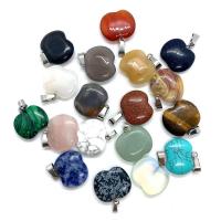 Gemstone Pendants Jewelry, Natural Stone, Apple, different materials for choice & Unisex, more colors for choice, 19x20mm, Sold By PC