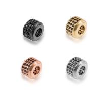 Perles cubes en laiton zircon Micro Pave, Rond, Placage, DIY & pavé de micro zircon, plus de couleurs à choisir, protéger l'environnement, sans nickel, plomb et cadmium, 8.80x6.19mm, Vendu par PC