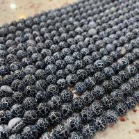 Natural Effloresce Agate Beads Round DIY black Sold Per 14.96 Inch Strand
