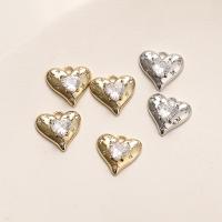 Cubic Zirconia Brass Pendants, with Cubic Zirconia, Heart, plated, fashion jewelry, more colors for choice, nickel, lead & cadmium free, 13x14mm, Sold By PC