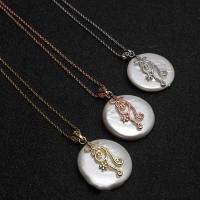 Shell Necklaces Brass with Shell Round plated for woman nickel lead & cadmium free Length 15.75 Inch Sold By PC