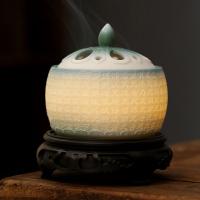 Porcelain Incense Burner, half handmade, for home and office & durable & with LED light & different styles for choice, Sold By PC