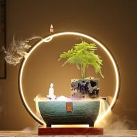 Backflow Incense Burner, Porcelain, half handmade, for home and office & durable & with LED light & different styles for choice, 400x180x420mm, Sold By PC
