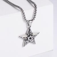 Stainless Steel Jewelry Necklace, 304 Stainless Steel, Star, Vacuum Ion Plating, fashion jewelry & Unisex & different styles for choice, more colors for choice, 36x33mm, Length:60 cm, Sold By PC