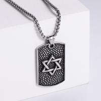 Stainless Steel Jewelry Necklace, 304 Stainless Steel, Hexagram, Vacuum Ion Plating, fashion jewelry & different styles for choice & for man, more colors for choice, 48x29mm, Length:60 cm, Sold By PC