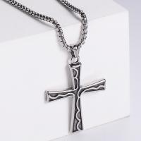 Stainless Steel Jewelry Necklace, 304 Stainless Steel, Cross, Vacuum Ion Plating, fashion jewelry & Unisex & different styles for choice, more colors for choice, 52x42mm, Length:60 cm, Sold By PC