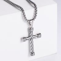 Stainless Steel Jewelry Necklace, 304 Stainless Steel, Cross, Vacuum Ion Plating, fashion jewelry & Unisex & different styles for choice, more colors for choice, 43x28mm, Length:60 cm, Sold By PC