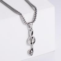 Stainless Steel Jewelry Necklace, 304 Stainless Steel, Music Note, Vacuum Ion Plating, fashion jewelry & Unisex & different styles for choice, more colors for choice, 28x28mm, Length:60 cm, Sold By PC