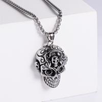Stainless Steel Jewelry Necklace, 304 Stainless Steel, Skull, Vacuum Ion Plating, fashion jewelry & different styles for choice & for man, more colors for choice, 38x31mm, Length:60 cm, Sold By PC