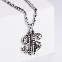 Stainless Steel Jewelry Necklace 304 Stainless Steel Dollar Sign Vacuum Ion Plating fashion jewelry & Unisex Length 60 cm Sold By PC
